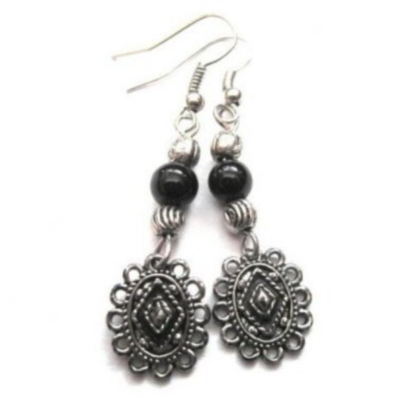 Handmade Jewelry - Metal Cameo Victorian Look Dangle Earrings